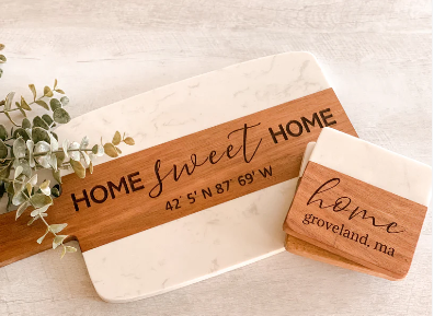 Custom Marble & Acacia Board