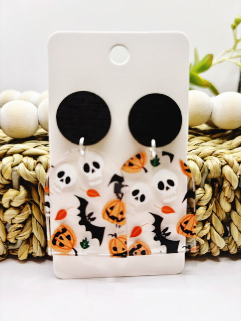 Skull, Pumpkin and Bat Earrings