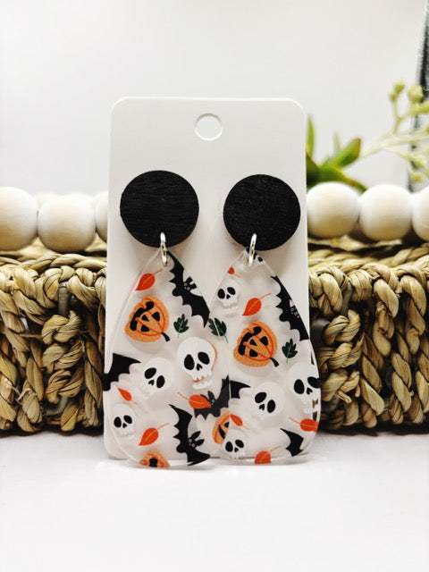 Skull, Pumpkin and Bat Earrings